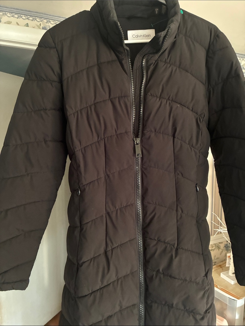 Calvin Klein Black Quilted Mid-Length Puffer Coat